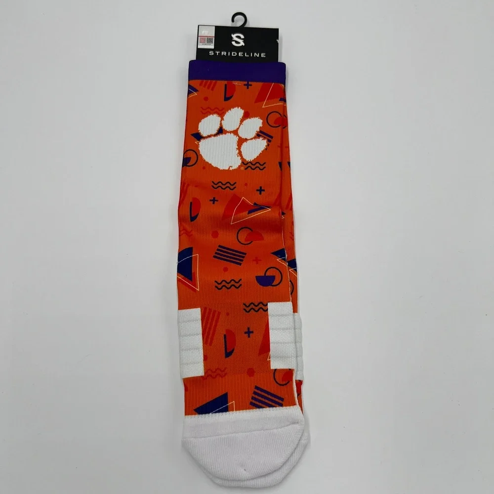 Strideline Clemson Tigers NCAA Crew Socks Zig Zag Premium Full‎ Sub Orange L/XL